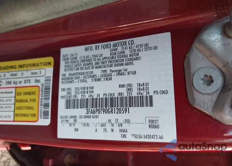 2016 Ford Fusion Se from USA, damaged, VIN 3FA6P0T90GR120591